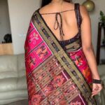 Silk-saree-sleeveless-blouse-with-chords