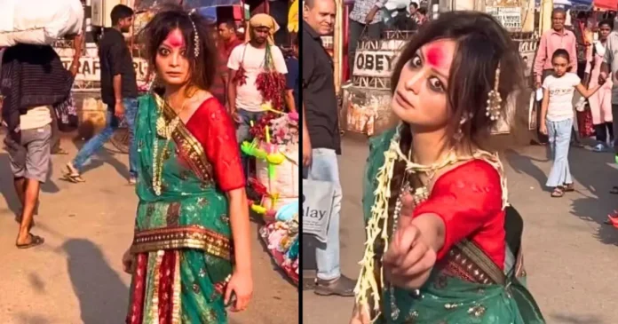 influencer-dressed-as-manjulika-dances