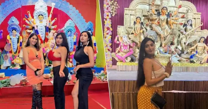 models-wear-rebellious-outfits-at-kolkata-durga-puja-pandal