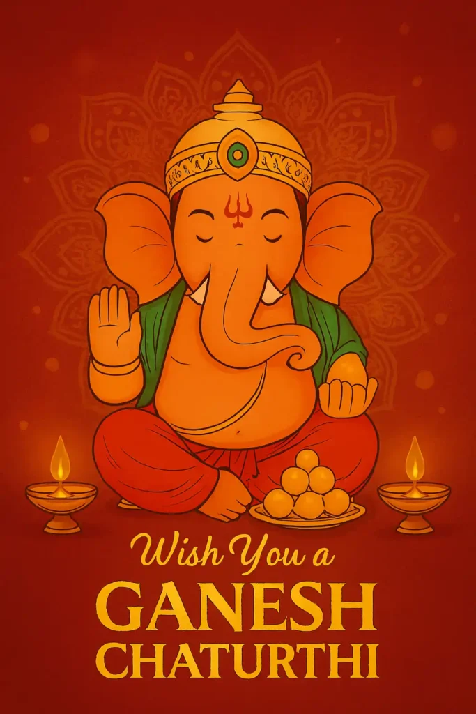 Happy Ganesh Chaturthi 2025 images with Lord Ganesha idol