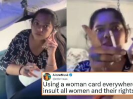 woman smoking in Indian train
