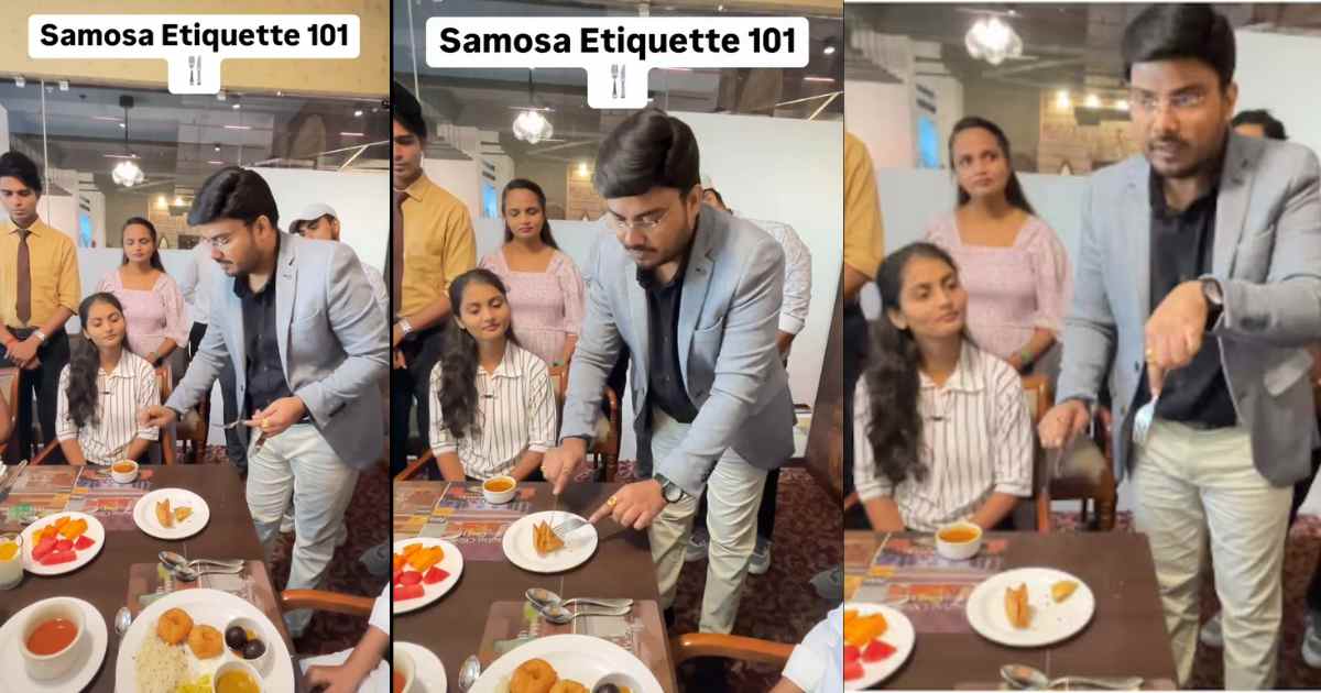 Nagpur Etiquette Coach Trolled For Teaching How To Eat Samosa With Fork, knife Fork, Viral Video Sparks Desi Food Outrage!