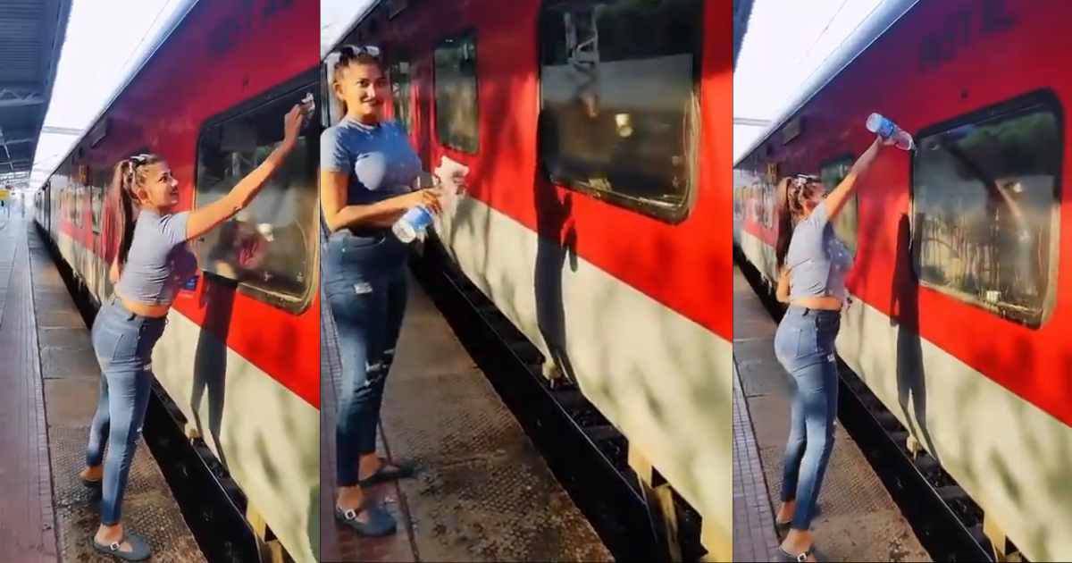 Woman Cleans Train Window But Litters on Tracks: Viral Video Exposes Civic Sense Fail
