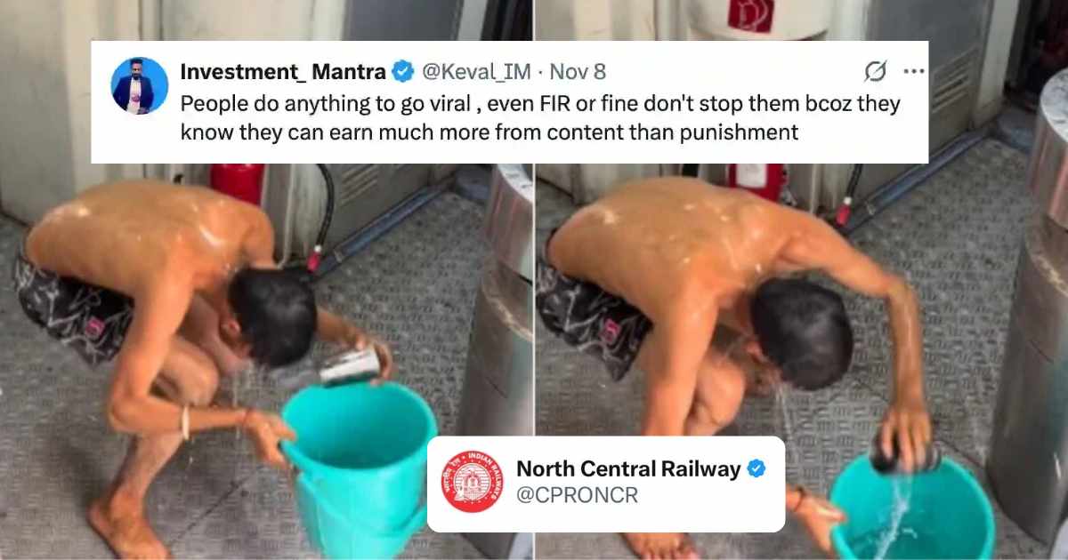 Passenger Caught Bathing in Moving Train for Reel Near Jhansi Station – Indian Railways Slaps Legal Action