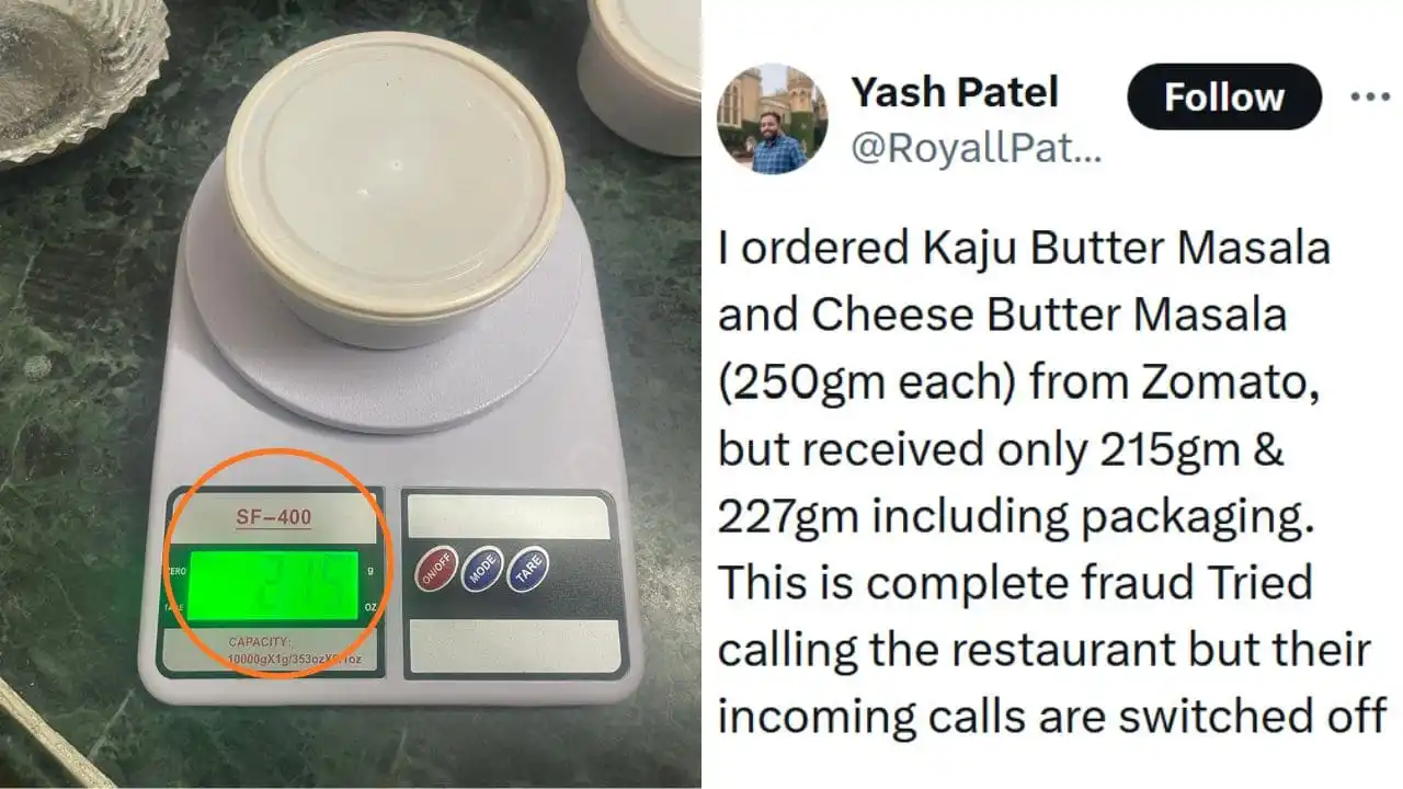 Zomato Under Fire for Underweight Order: Customer’s Viral Rant on 35g Shortfall in Cheese Butter Masala