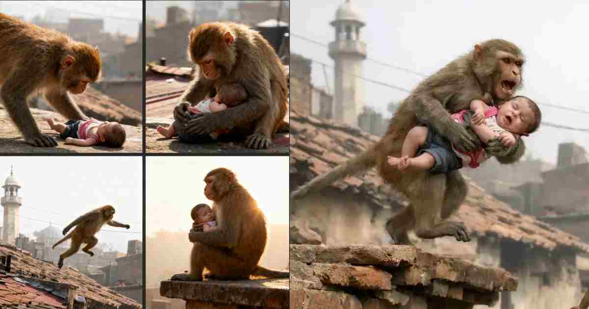 1.5-Month-Old Baby Snatched by Monkey RESCUED After Smart Villagers Use This Trick