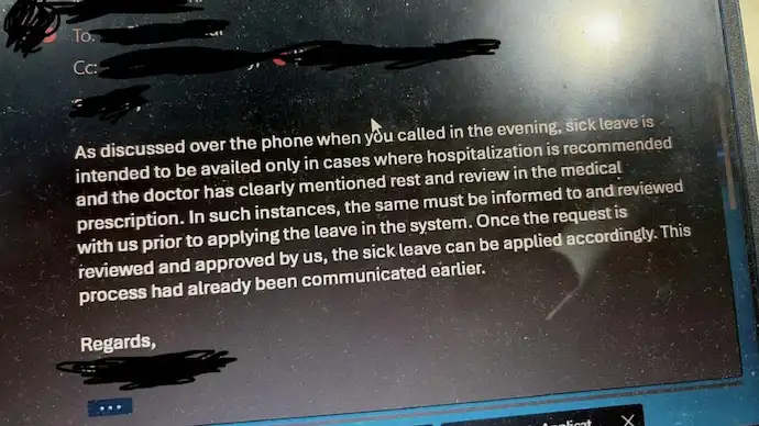 Manager’s Response to Employee’s Sick Leave Request Leaves Reddit in Shock: “Come to Office, We’ll See”