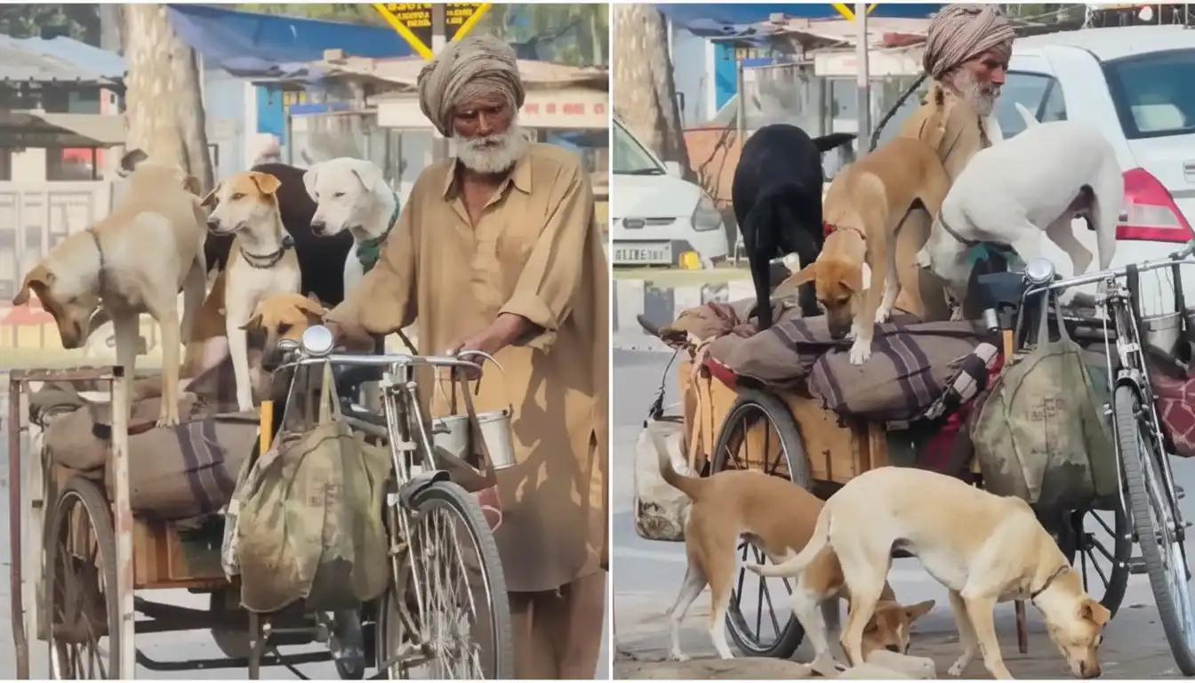 Elderly Rickshaw Driver Gives Ride to 5 Stray Dogs Viral 2026