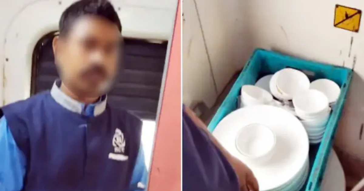 IRCTC Staff Caught Washing Utensils in Duronto Express Toilet (First AC Coach) – FSSAI Steps In, Video Goes Viral
