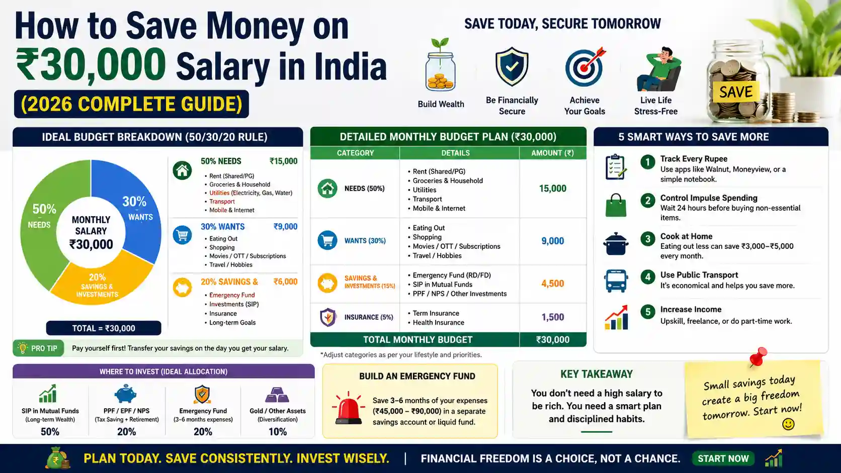 How to Save Money on ₹30,000 Salary in India (2026 Complete Guide)