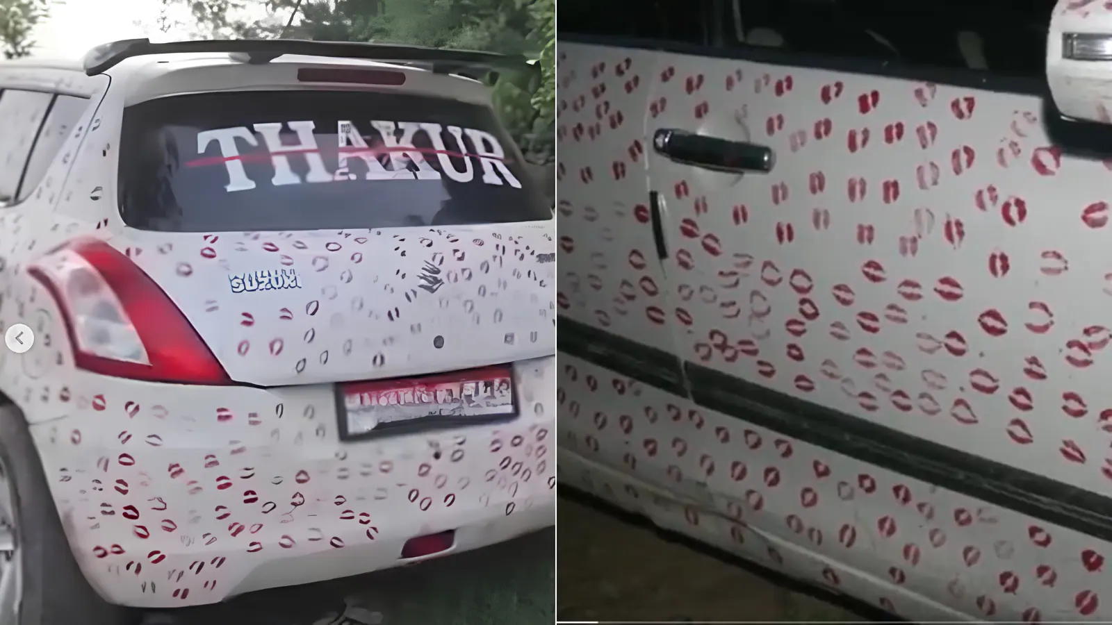 Gwalior Man’s Car Covered in 3,400 Lipstick Kisses Goes Viral – Ends with ₹5,500 Fine from Traffic Police