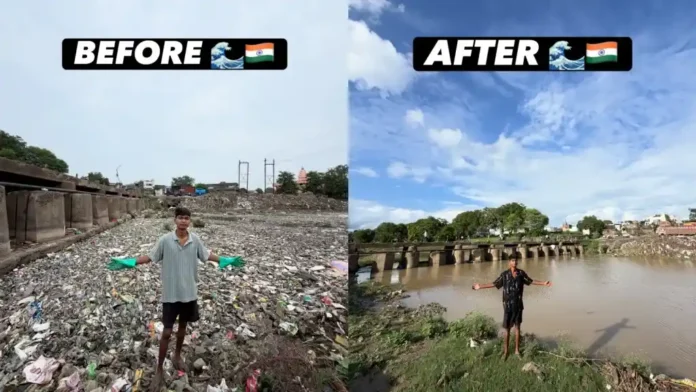 bittu-tabahi-cleans-polluted-ajnar-river-alone
