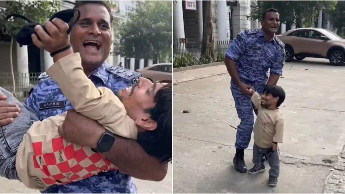 raf-officer-carries-youtuber-in-arms-pyaar-se-delhi-viral
